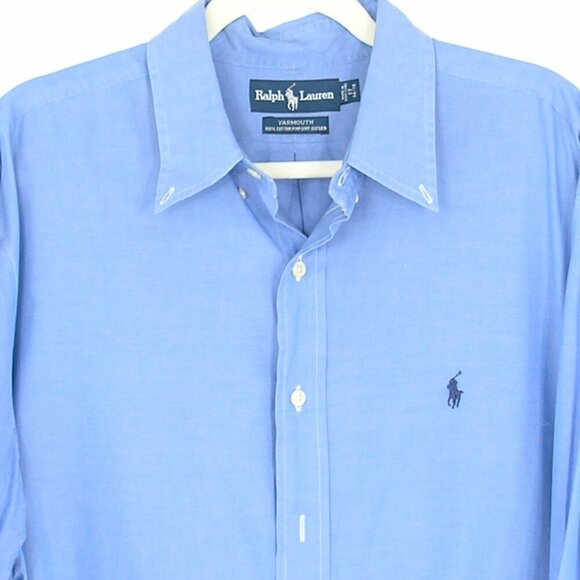 Ralph Lauren Yarsmouth Blue Long Sleeve Button Shirt Men's 17 Neck 34/35 Sleeve - Picture 4 of 4